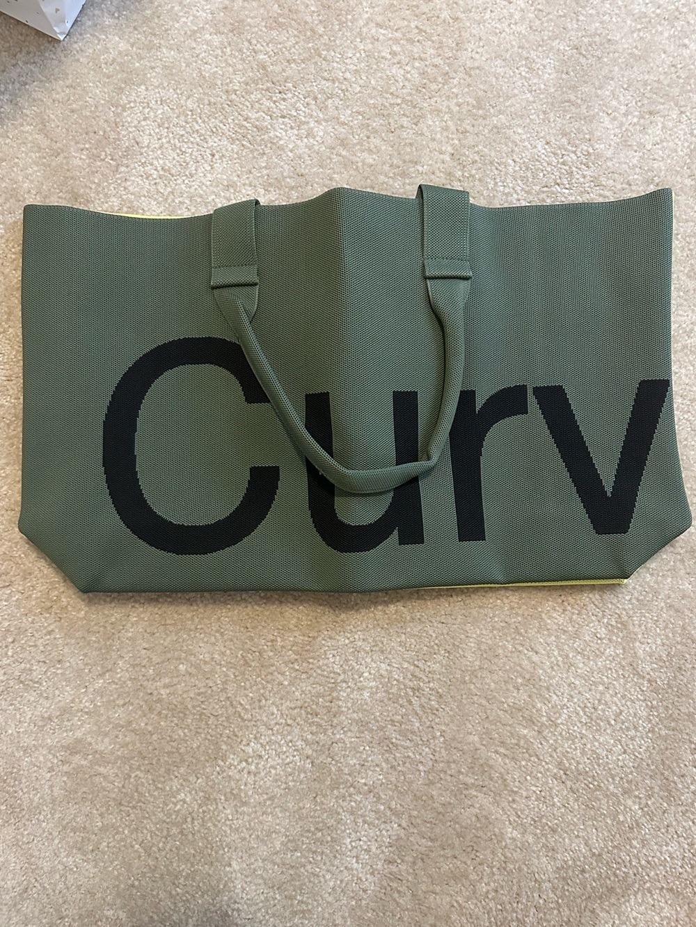 Curves Two-Tone Knit Tote (Olive/Lime)